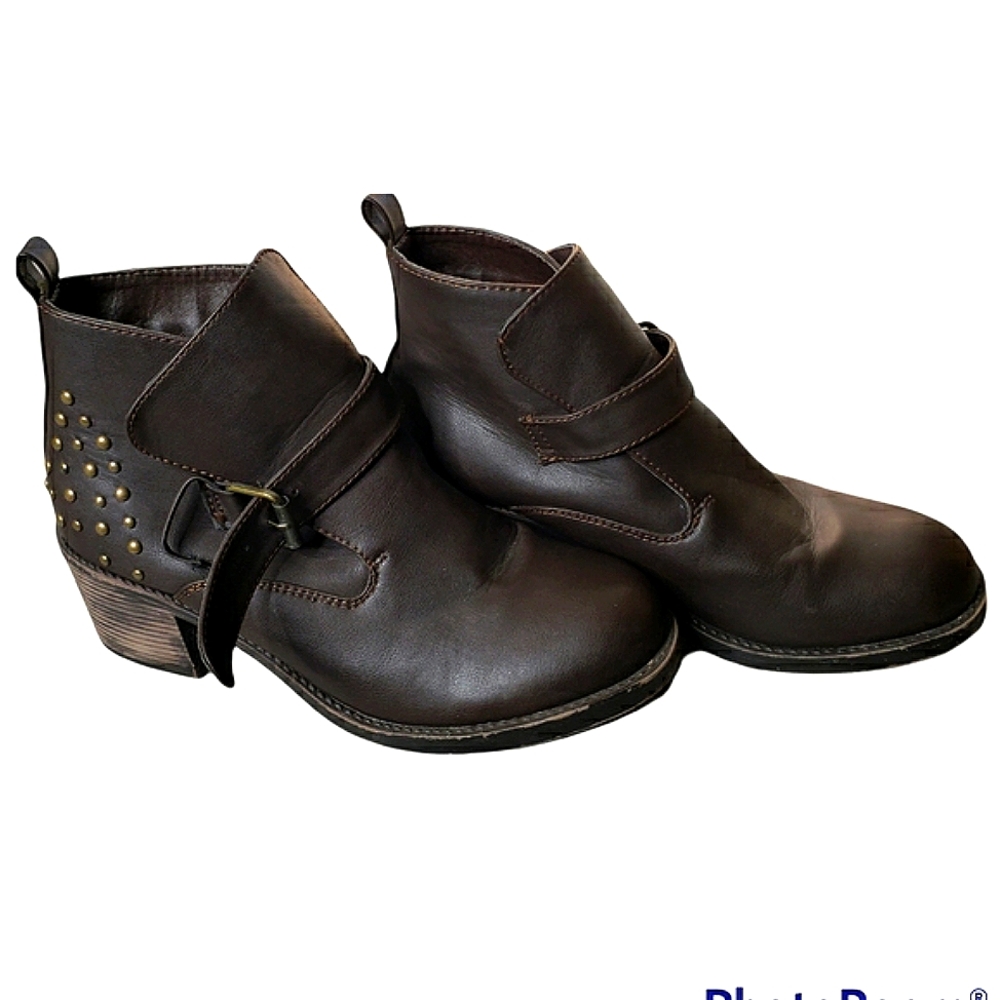 Seven ankle boots Newbie mod Grunge Goth Motorcycle Style Faux Leather Size 9.5